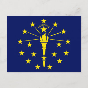 Indiana Staatsflagge mit Blau und Gold Fackel und  Postkarte