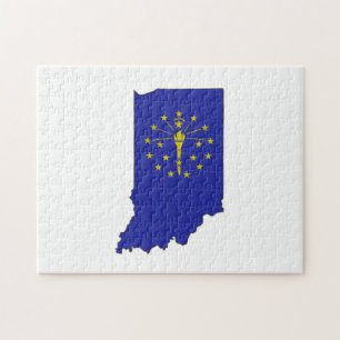 Indiana-Staatsflagge und -Karte Puzzle