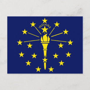 Indiana State Flag Blue & Gold Torch & Stars Postkarte