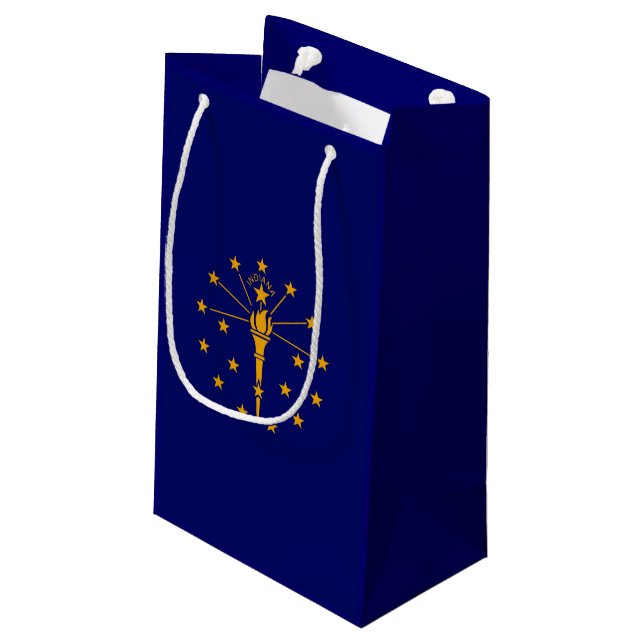 Indiana State Flag Design Kleine Geschenktüte (Rückseite Schrägansicht)