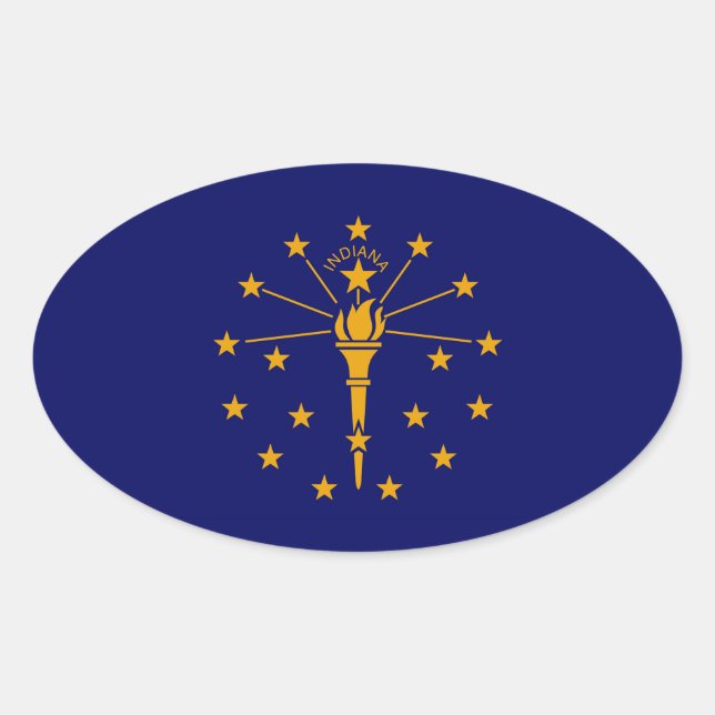 Indiana State Flag Design Ovaler Aufkleber (Vorderseite)