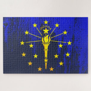 Indiana State Flag Grunge Puzzle