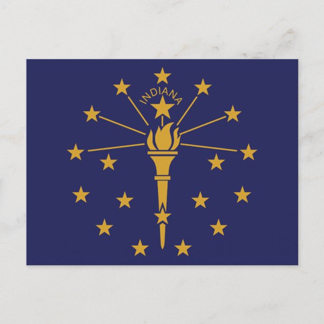 Indiana State Flag Hoosier Staat Torch 19 Sterne Postkarte (Vorderseite)