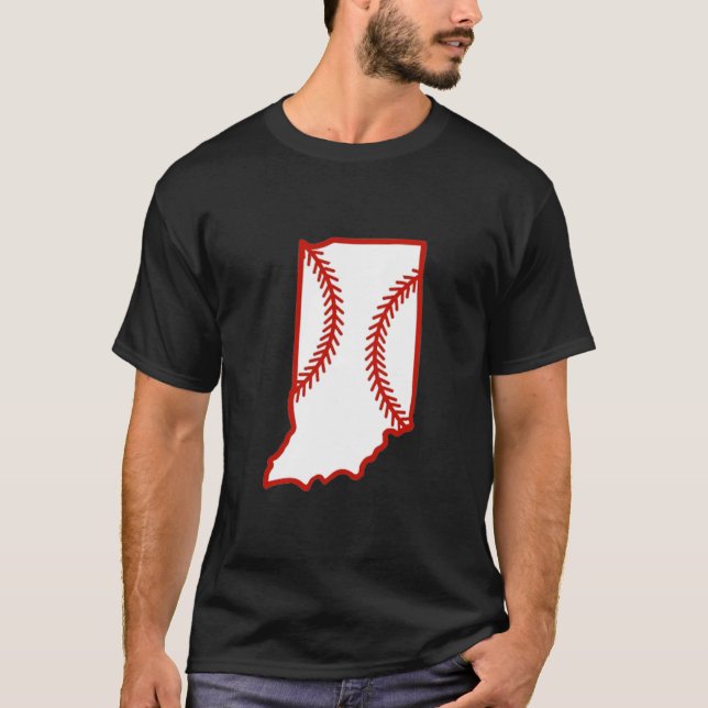 Indiana State Outline Stitch T-Shirt (Vorderseite)