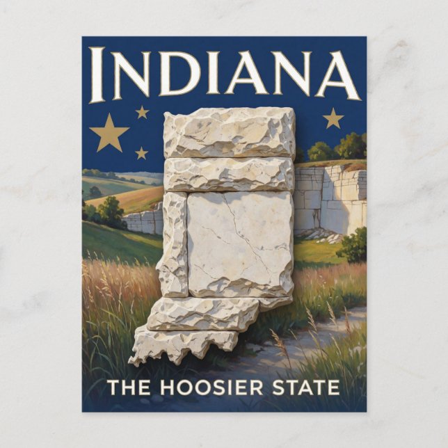 Indiana State Pride Kalkstein-Erbe Postkarte (Vorderseite)