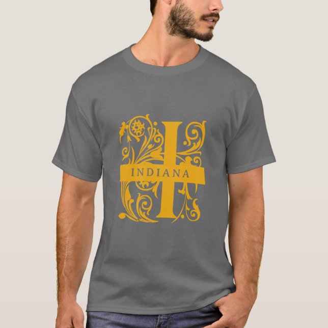 Indiana State Split Letter Monogramm T-Shirt (Vorderseite)