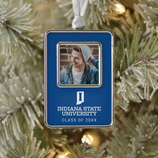 Indiana State University Holiday Rahmen-Ornament Silber (Baum)