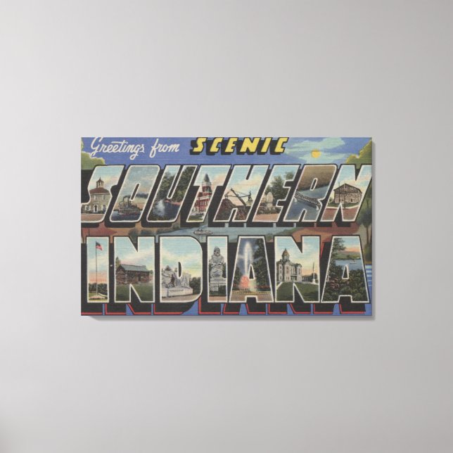 Indiana (Süd) - Große Briefmarkenszenen Leinwanddruck (Vorderseite)