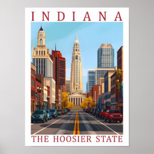 Indiana the Hoosier Staat USA Travel Place Poster