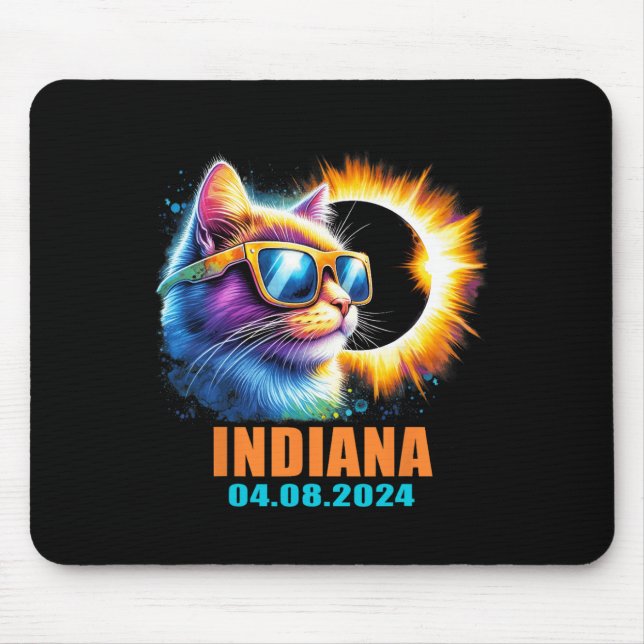 Indiana Total Solar Eclipse 2024 Cat Solar Eclipse Mousepad (Vorne)