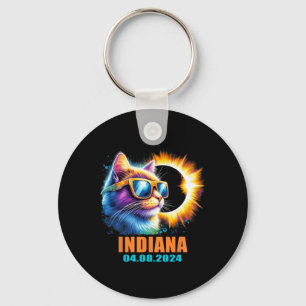 Indiana Total Solar Eclipse 2024 Cat Solar Eclipse Schlüsselanhänger