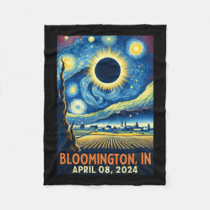 Indiana Total Solar Eclipse 2024 Starry Night Fleecedecke