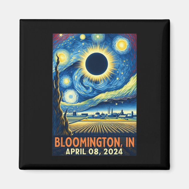 Indiana Total Solar Eclipse 2024 Starry Night Magnet (Vorne)