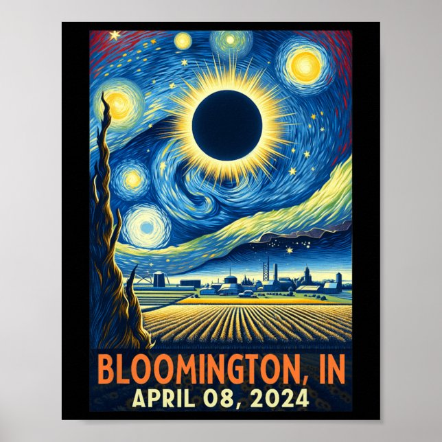 Indiana Total Solar Eclipse 2024 Starry Night Poster (Vorne)