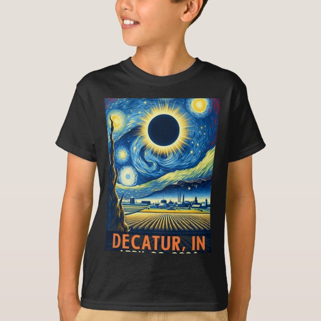Indiana Total Solar Eclipse 2024 Starry Night T-Shirt (Vorderseite)