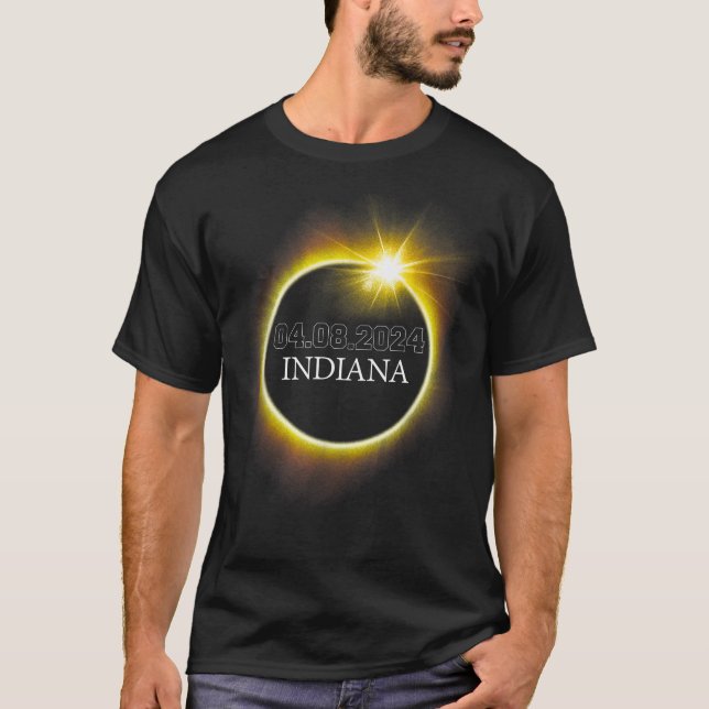 Indiana Total Solar Eclipse April 8 2024 USA Karte T-Shirt (Vorderseite)