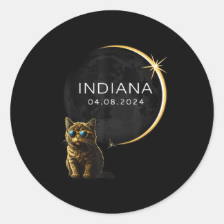 Indiana Totale Sonnenfinsternis Katze Runder Aufkleber