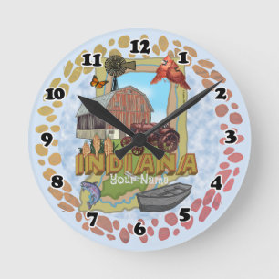 Indiana-Uhr Runde Wanduhr