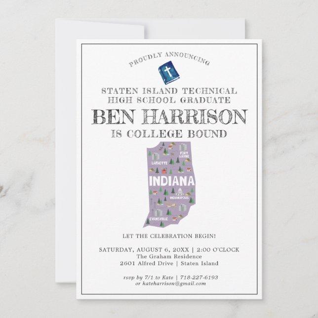 Indiana | Uni Bound Graduation Party Einladung (Vorderseite)