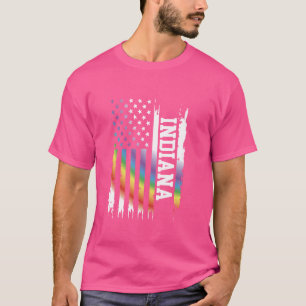 Indiana United Staaten Rainbow unter US-Flagge T-Shirt