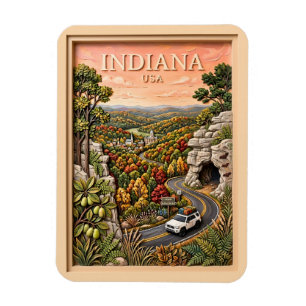 Indiana US Natur-Roadtrip Vintage-Höhle-Wald Magnet