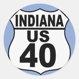 Indiana US Route 40 - The National Road Runder Aufkleber