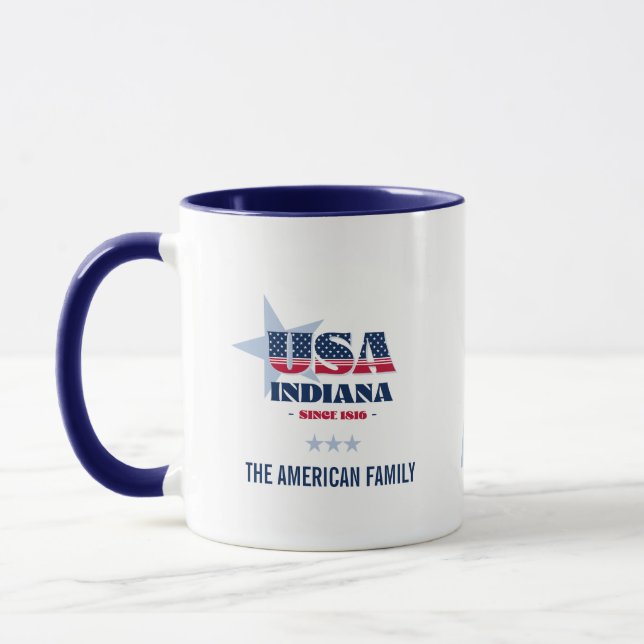 Indiana USA 1816 Blue Star Persönliche Umarmung Tasse (Links)