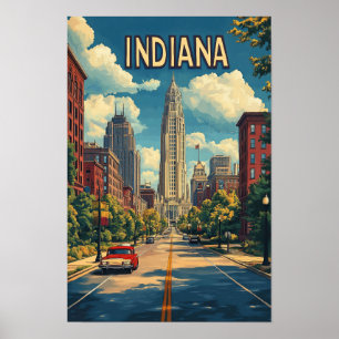 Indiana USA Kunst Vintage-Illustration Reise Poster