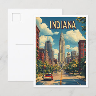 Indiana USA Kunst Vintage-Illustration Reise Postkarte