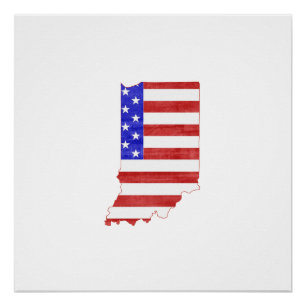 Indiana USA Silhouette Staat Karte Poster