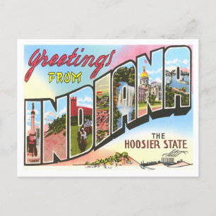 Indiana Vintag Big Letters Postcard Postkarte