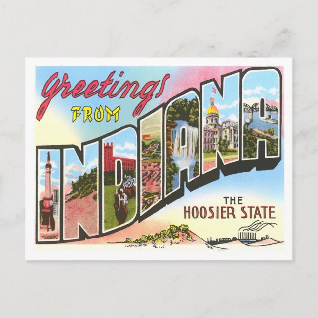 Indiana Vintag Big Letters Postcard Postkarte (Vorderseite)