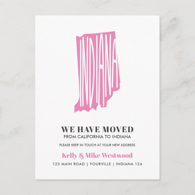 INDIANA Wir haben neue Adresse Neue Zuhause versch Postkarte (Vorderseite)