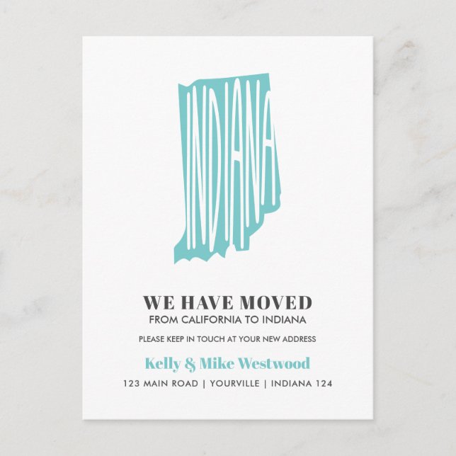 INDIANA Wir haben neue Adresse Neue Zuhause versch Postkarte (Vorderseite)