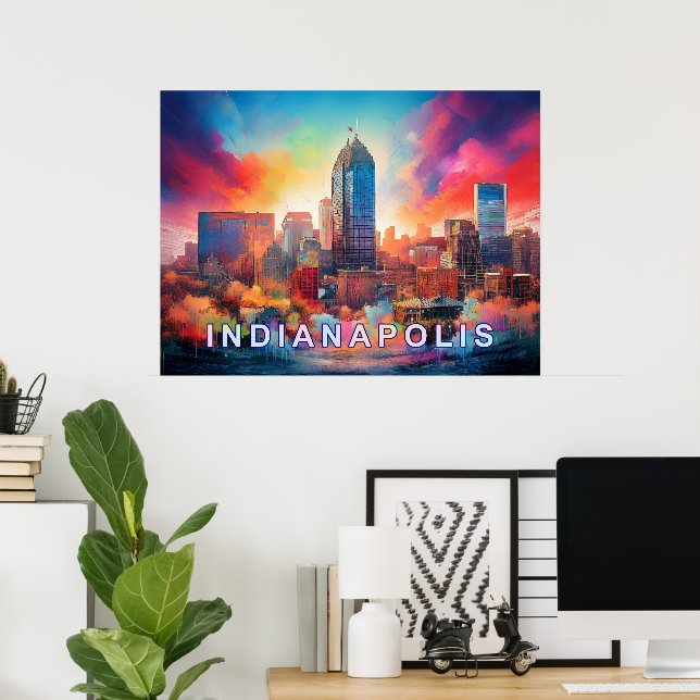Indianapolis Abstrakte Mauer Kunstdruckerei Poster (Heimbüro)