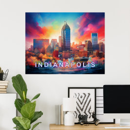 Indianapolis Abstrakte Mauer Kunstdruckerei Poster