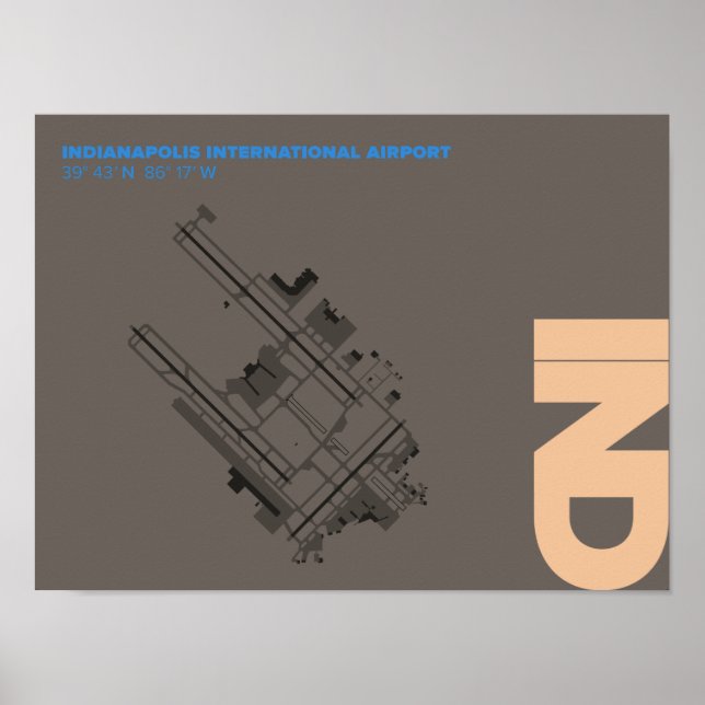 Indianapolis Airport (IND) Diagramm Poster (Vorne)