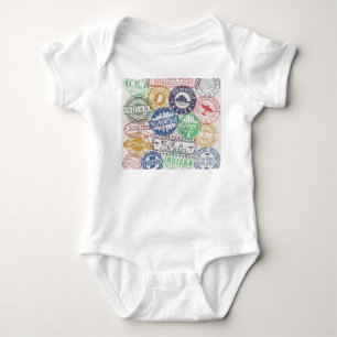 Indianapolis Briefmarke: Reisen Siegel Set. Baby Strampler