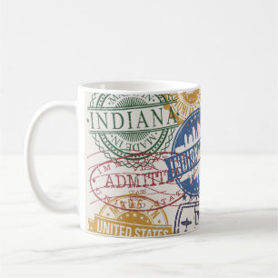 Indianapolis Briefmarke: Reisen Siegel Set. Kaffeetasse