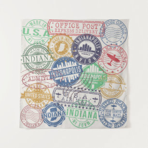 Indianapolis Briefmarke: Reisen Siegel Set. Wandteppich