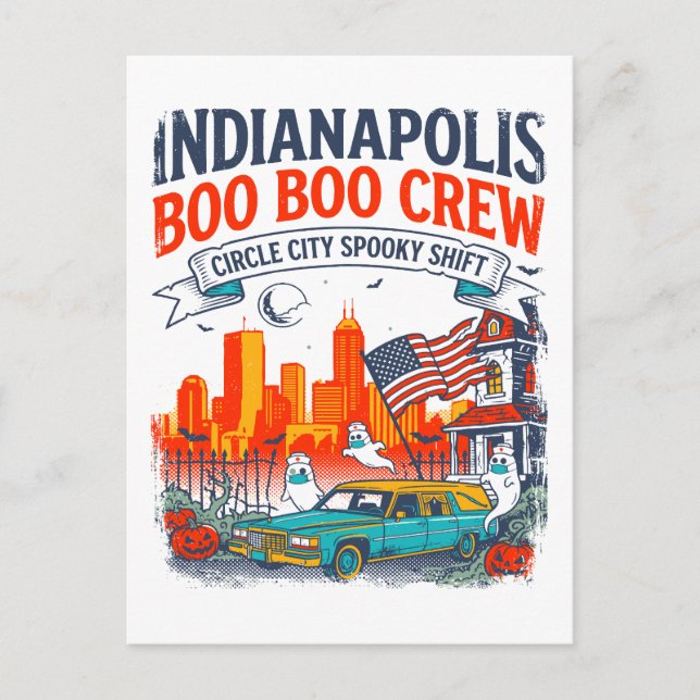 Indianapolis Circle City Spooky Shift Retro Postkarte (Vorderseite)