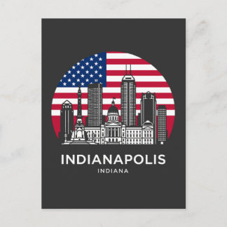 Indianapolis City Indiana American Flag Postkarte