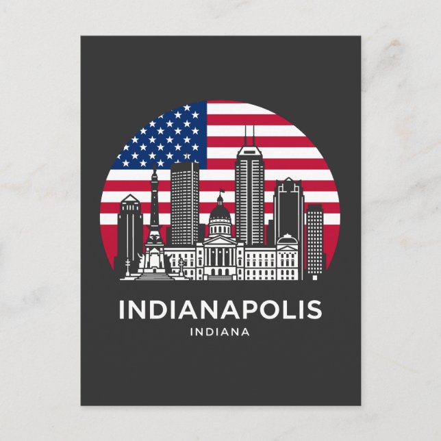 Indianapolis City Indiana American Flag Postkarte (Vorderseite)