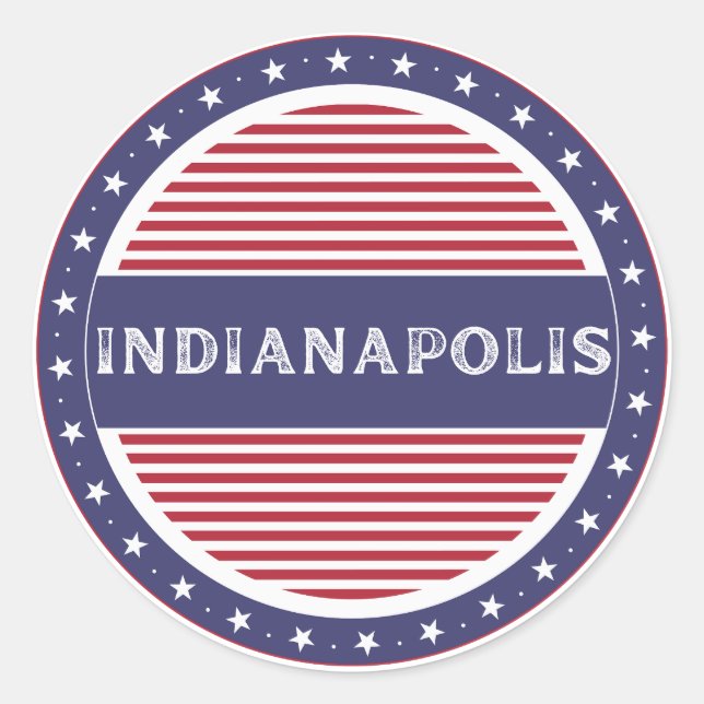Indianapolis City Pride Emblem – Amerikanische Ide Runder Aufkleber (Vorderseite)