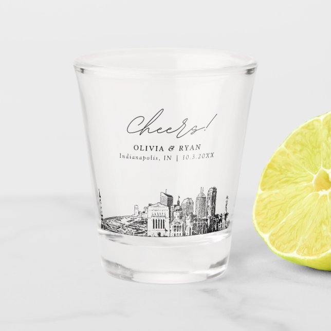 Indianapolis Gastgeschenk Hochzeit Personalisiert  Schnapsglas (Vorderseite)