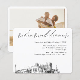 Indianapolis Hochzeit Elegantes Probe Dinner Begleitkarte