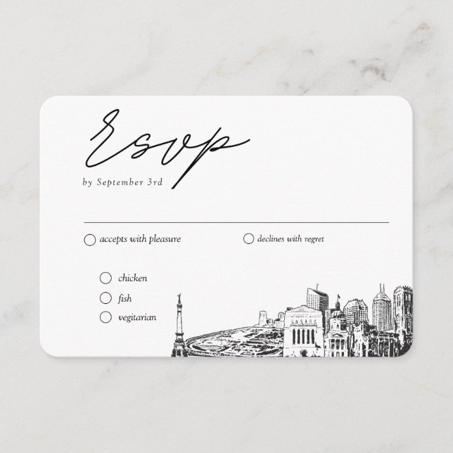 Indianapolis Hochzeit traditionelle UAWG Option Begleitkarte (Vorderseite)