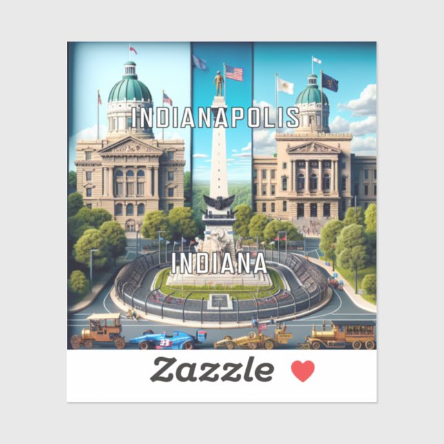 Indianapolis Indiana 3 Inch Vinyl Sticker (Blatt)