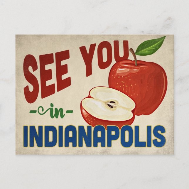 Indianapolis Indiana Apple - Vintage Travel Postkarte (Vorderseite)