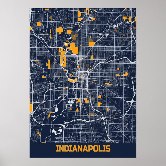 Indianapolis - Indiana Bluefresh City Map Poster (Vorne)